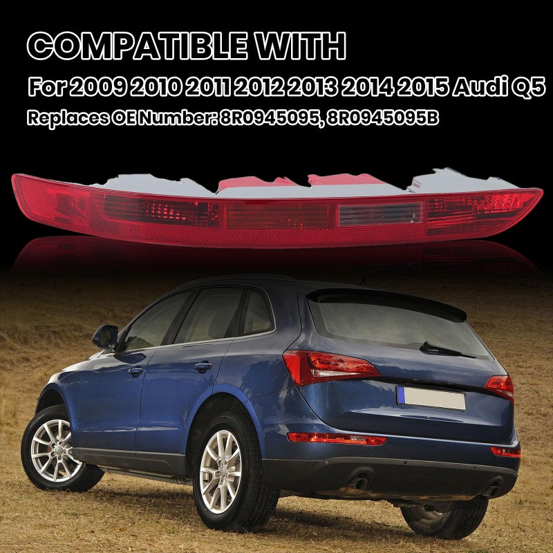 Clidr Rear Bumper Tail Light Lamp for Audi Q5 2009-2015 Rear Bumper Reflector Lower Tail Light Replace 8R0945095 Driver Side (Left) - Image 3